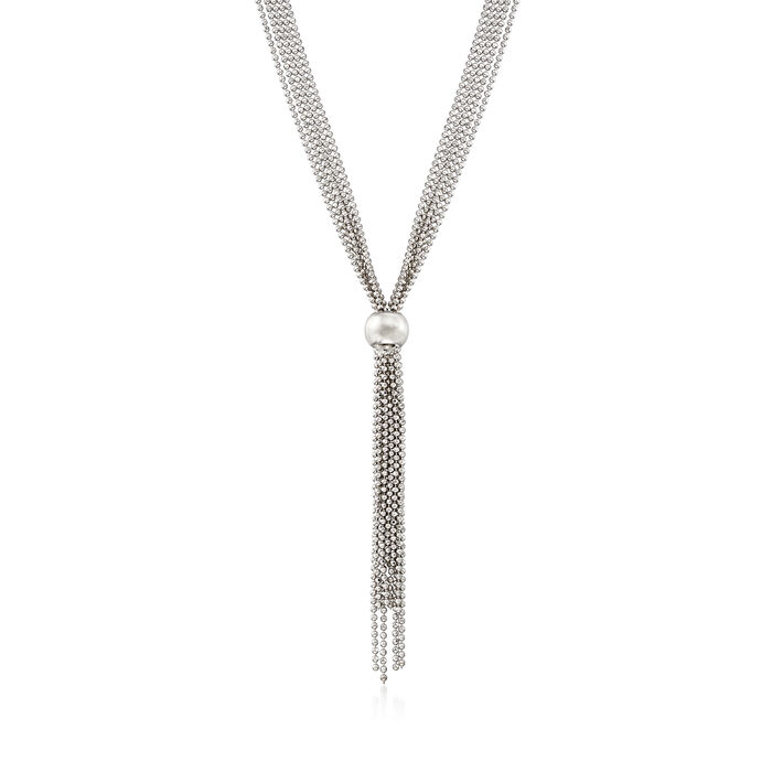 Italian Sterling Silver Bead Chain Tassel Necklace