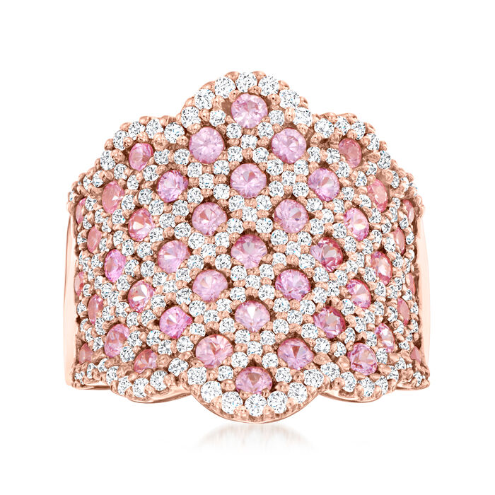 1.70 ct. t.w. Pink Sapphire and .95 ct. t.w. Diamond Ring in 14kt Rose Gold