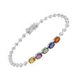 3.00 ct. t.w. Multicolored Sapphire and .40 ct. t.w. Diamond Bracelet in 18kt White Gold