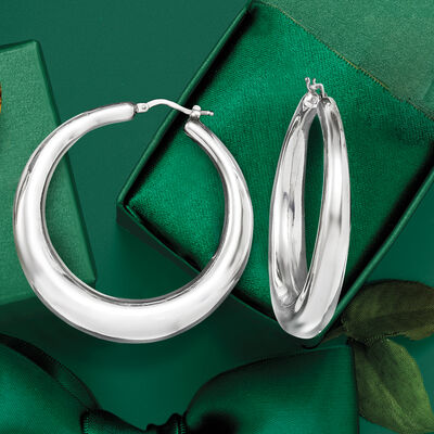 Italian Sterling Silver Hoop Earrings 