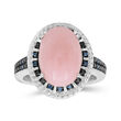 Pink Opal Ring with Blue Diamond Accents in Sterling Silver