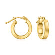 Italian 3mm 18kt Yellow Gold Squared-Edge Hoop Earrings