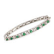 C. 1980 Vintage .80 ct. t.w. Emerald and .55 ct. t.w. Diamond Bangle Bracelet in 14kt White Gold