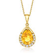 1.60 Carat Citrine and .13 ct. t.w. Diamond Pendant Necklace in 14kt Yellow Gold