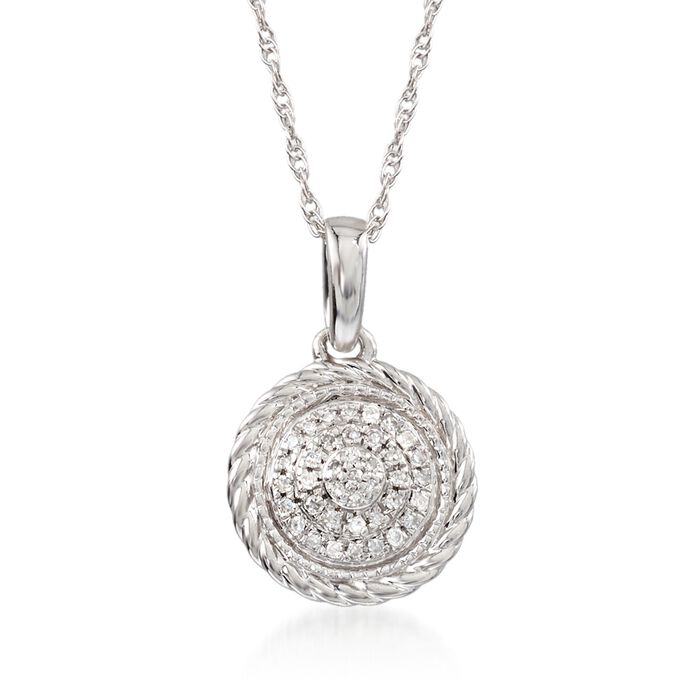 Diamond-Accented Circle Pendant Necklace in 14kt White Gold