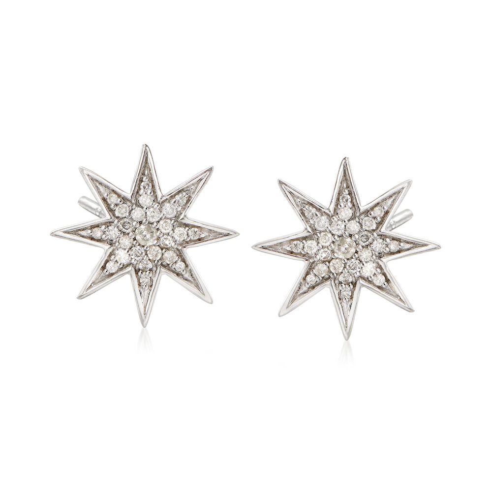 .50 ct. t.w. Diamond Star Earrings in Sterling Silver | Ross-Simons
