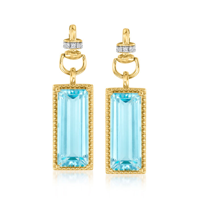 Charles Garnier 8.00 ct. t.w. Sky Blue Topaz Drop Earrings with CZ Accents in 18kt Gold Over Sterling