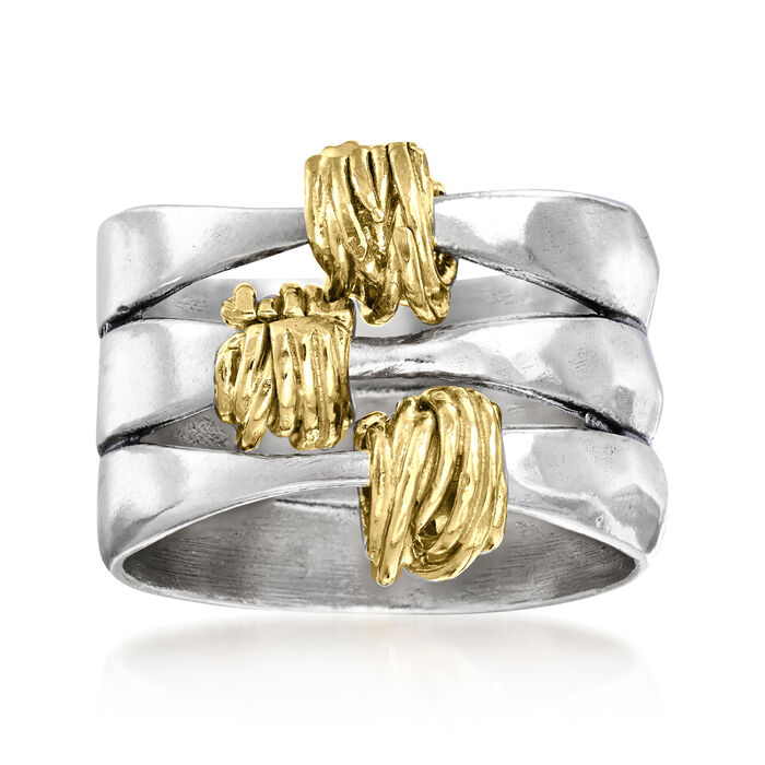 Two-Tone Sterling Silver Wrapped Station Ring