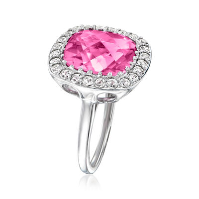 9.00 Carat Pink Topaz and .90 ct. t.w. White Topaz Ring in Sterling Silver