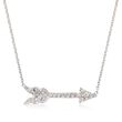 Roberto Coin 18kt White Gold Arrow Pendant Necklace with Diamond Accents