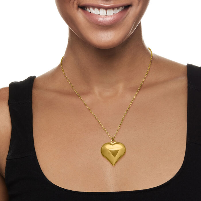 Italian 18kt Gold Over Sterling Heart Pendant Necklace 18-inch