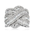 2.65 ct. t.w. Round and Baguette Lab-Grown Diamond Highway Ring in 14kt White Gold