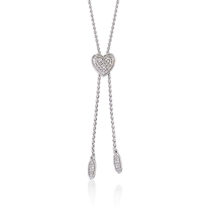 .20 ct. t.w. Diamond Heart Bolo Necklace in Sterling Silver