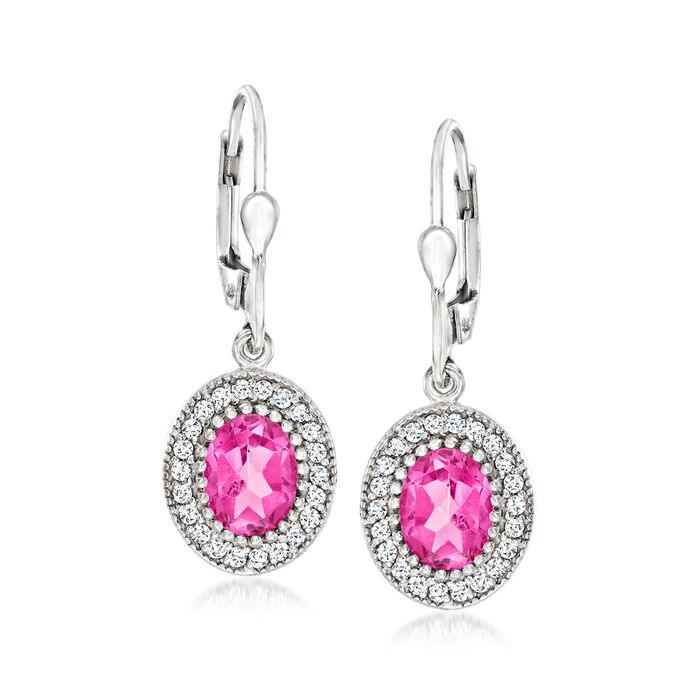 3.40 ct. t.w. Pink and White Topaz Drop Earrings in Sterling Silver