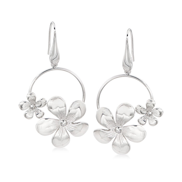 Italian Floral Drop Earrings in Sterling Silver