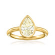 1.52 Carat Bezel-Set Pear-Shaped Diamond Solitaire Ring in 14kt Yellow Gold