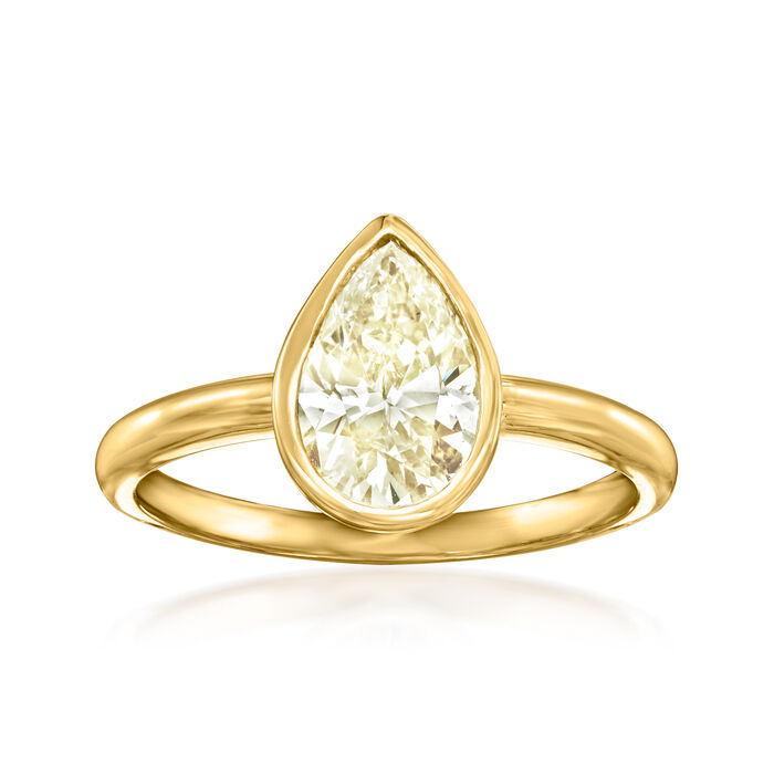 1.52 Carat Bezel-Set Pear-Shaped Diamond Solitaire Ring in 14kt Yellow Gold