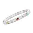 .30 ct. t.w. Multi-Gemstone Floral Bangle Bracelet in Sterling Silver