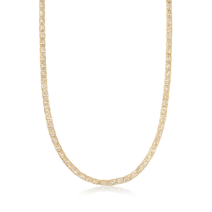 Italian 37.50 ct. t.w. CZ Mesh Necklace in 14kt Yellow Gold