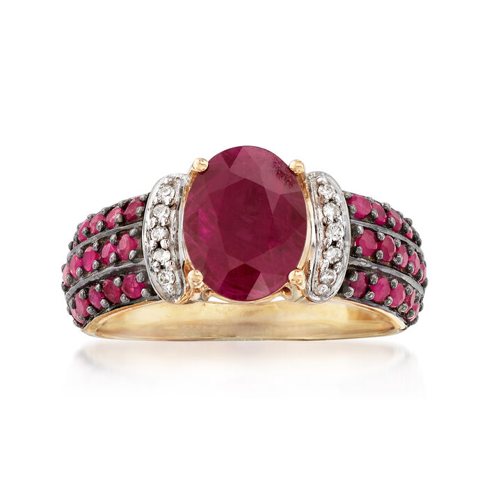 2.80 ct. t.w. Ruby Ring with Diamond Accents in 14kt Yellow Gold