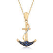 .50 ct. t.w. Sapphire Anchor Pendant Necklace with White Topaz Accents in 18kt Gold Over Sterling