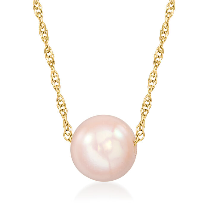 7-7.5mm Cultured Akoya Pearl Necklace in 14kt Yellow Gold