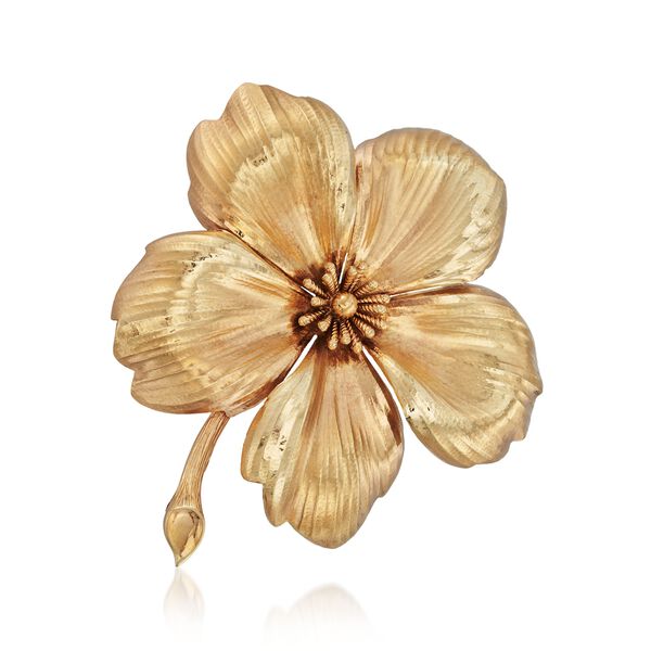 C. 1960 Vintage Tiffany Jewelry 14kt Yellow Gold Flower Pin #882296