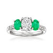 1.25 ct. t.w. Lab-Grown Diamond Ring with 1.00 ct. t.w. Emeralds in 14kt White Gold