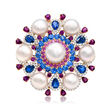 Cultured South Sea Pearl and 19.05 Multi-Gemstone Pin/Pendant with 1.15 ct. t.w. Diamond in 18kt Two-Tone Gold