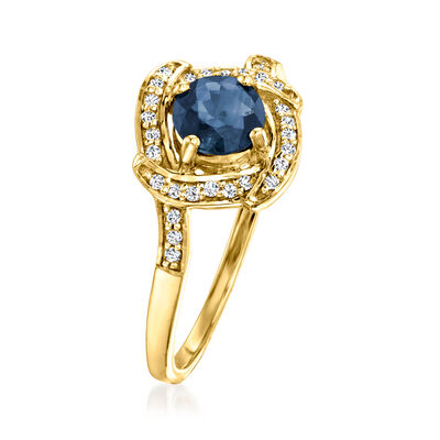 .60 Carat Sapphire Ring with Diamond Accents in 14kt Yellow Gold