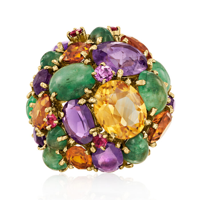C. 1980 Vintage 24.85 ct. t.w. Multi-Gemstone Cocktail Ring in 14kt Yellow Gold