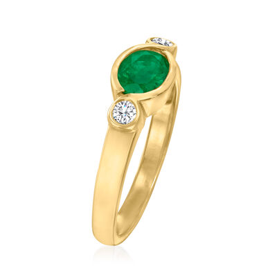 .80 ct. t.w. Emerald and .11 ct. t.w. Diamond Ring in 14kt Yellow Gold