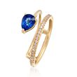 1.00 Carat Sapphire and .12 ct. t.w. Diamond Double-Band Open Ring in 14kt Yellow Gold