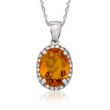 1.65 Carat Citrine Pendant Necklace with Diamonds in 14kt White Gold