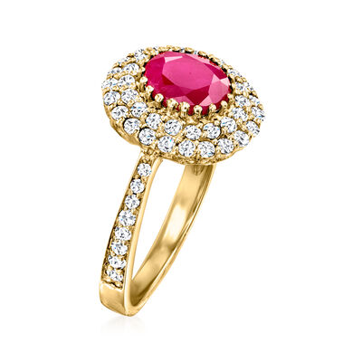 1.20 Carat Ruby and .70 ct. t.w. Diamond Ring in 14kt Yellow Gold