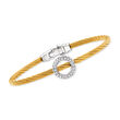 ALOR .17 ct. t.w. Diamond Circle and Yellow Stainless Steel Cable Bracelet with 18kt White Gold