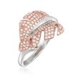 Simon G. &quot;Garden&quot; .53 ct. t.w. Diamond Leaf Ring in 18kt Two-Tone Gold