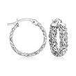 Sterling Silver Byzantine Jewelry Set: Hoop Earrings and Ring