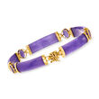 C. 1990 Vintage Lavender Jade and 2.40 ct. t.w. Amethyst Bracelet in 14kt Yellow Gold