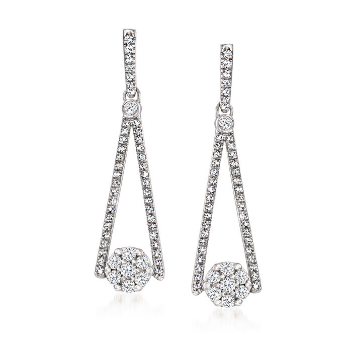 .50 ct. t.w. Diamond Cluster Drop Earrings in Sterling Silver
