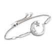 Diamond-Accented &quot;Love You to the Moon and Back&quot; Star and Moon Bolo Bracelet in Sterling Silver