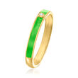 Diamond-Accented Green Enamel Ring in 18kt Gold Over Sterling