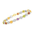 C. 1990 Vintage 4.50 ct. t.w. Multi-Gemstone and .75 ct. t.w. Diamond Bracelet in 18kt Two-Tone Gold