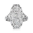 C. 1950 Vintage .15 ct. t.w. Diamond Heart Filigree Ring in 18kt White Gold