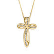 C. 1980 Vintage .35 ct. t.w. Diamond Cross Pendant Necklace in 14kt Yellow Gold