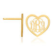 14kt Yellow Gold Small Laser Polished Heart Monogram Post Earrings
