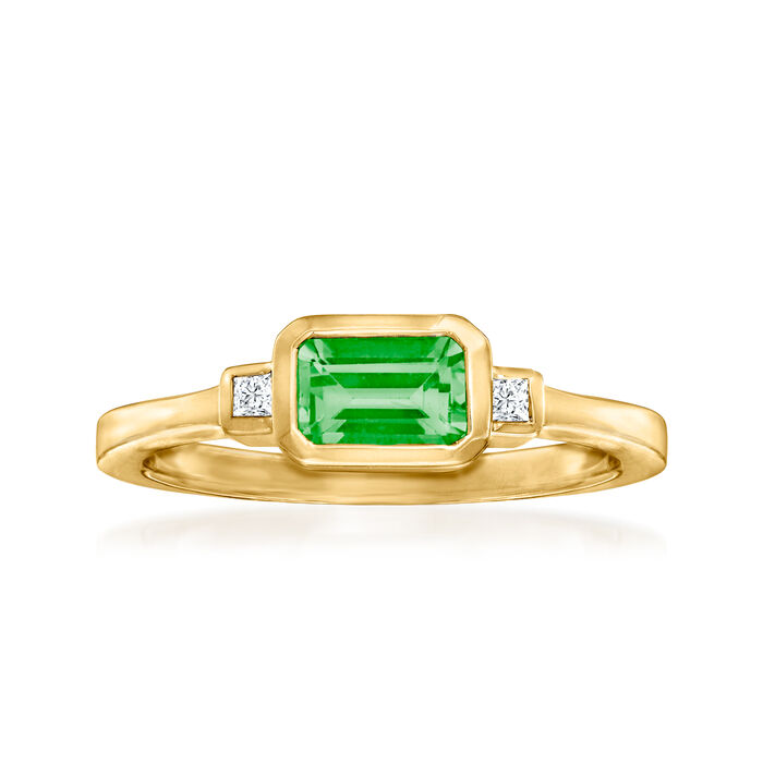 .60 Carat Emerald and Diamond-Accented Ring in 14kt Yellow Gold