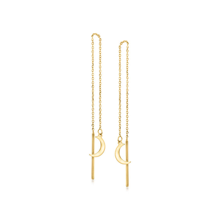 Italian 14kt Yellow Gold Moon Threader Earrings