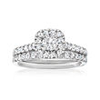1.00 ct. t.w. Diamond Bridal Set: Engagement and Wedding Rings in 14kt White Gold