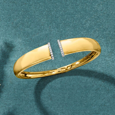 .25 ct. t.w. Diamond-Edge Cuff Bracelet in 18kt Gold Over Sterling